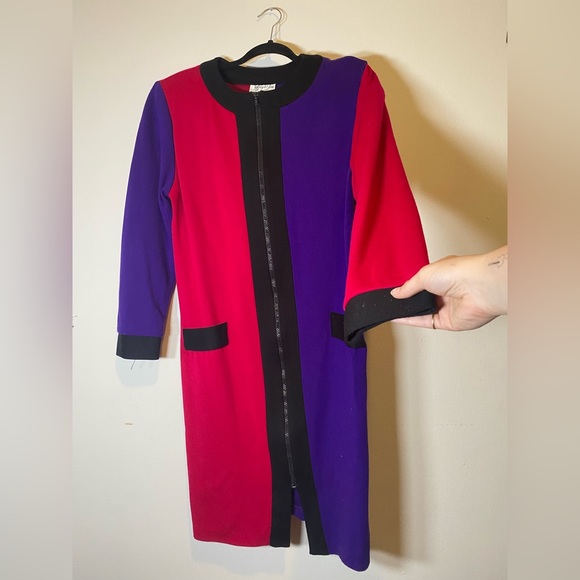80s Color Block Pink and Purple Jacket/Dress - Picture 4 of 8